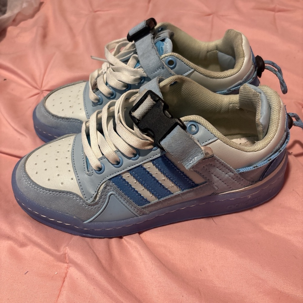 Adidas Light Blue and White Casual Sneakers